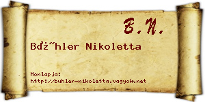 Bühler Nikoletta névjegykártya